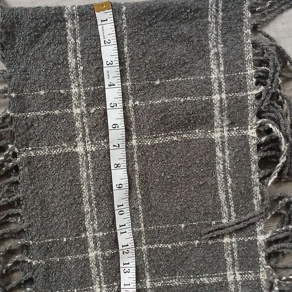 Charlotte Russe Black and Gray Plaid Infinity Scarf With Fringe